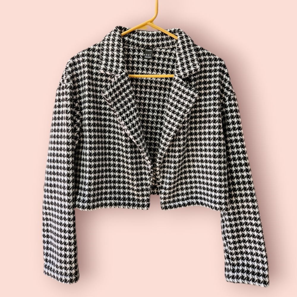 Shein Houndstooth Wool Blend Jacket. Size S.
